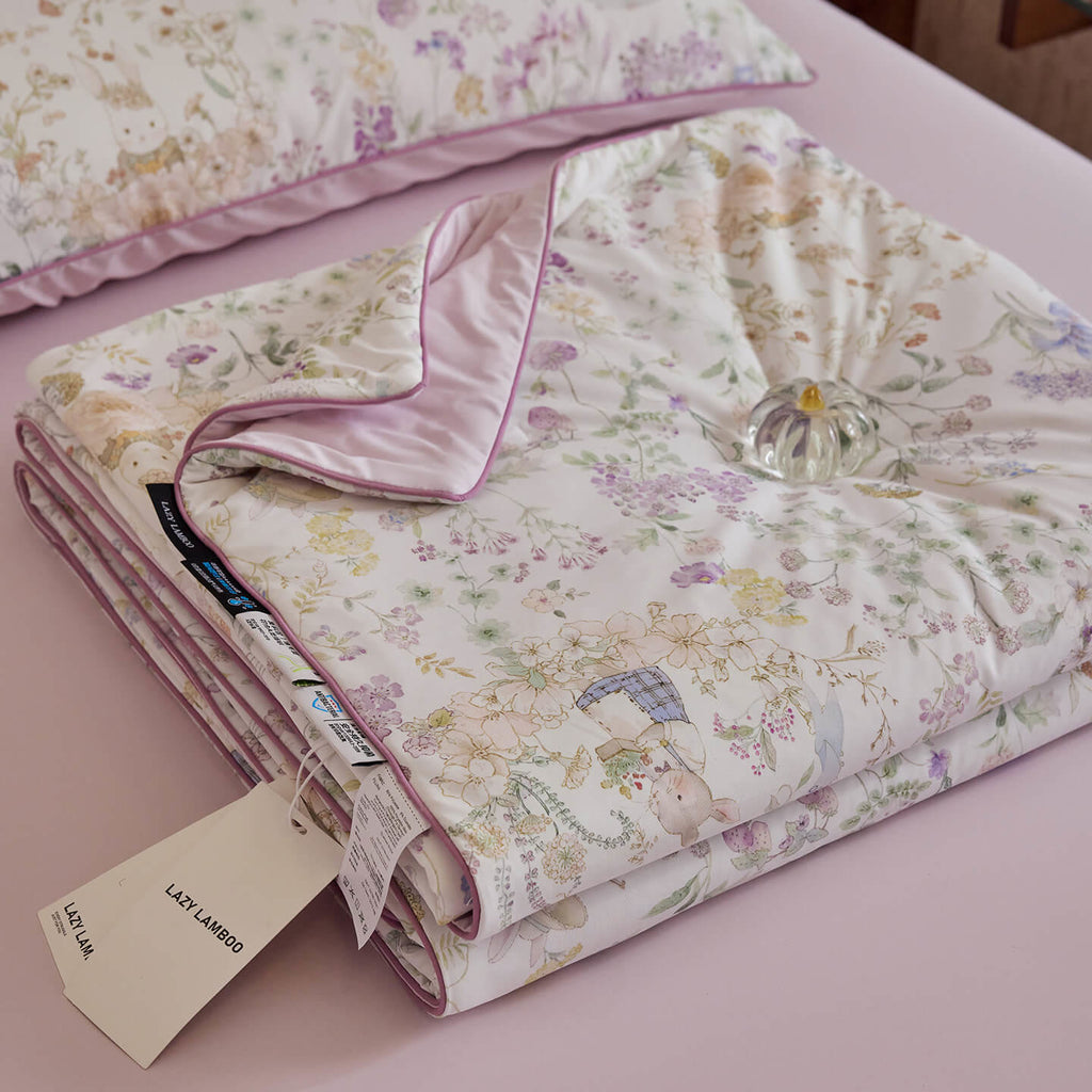 Willowmere Spring Meadow Bunny (Lilac Purple) Reversible Instant-Cooling Summer Quilt - image 8
