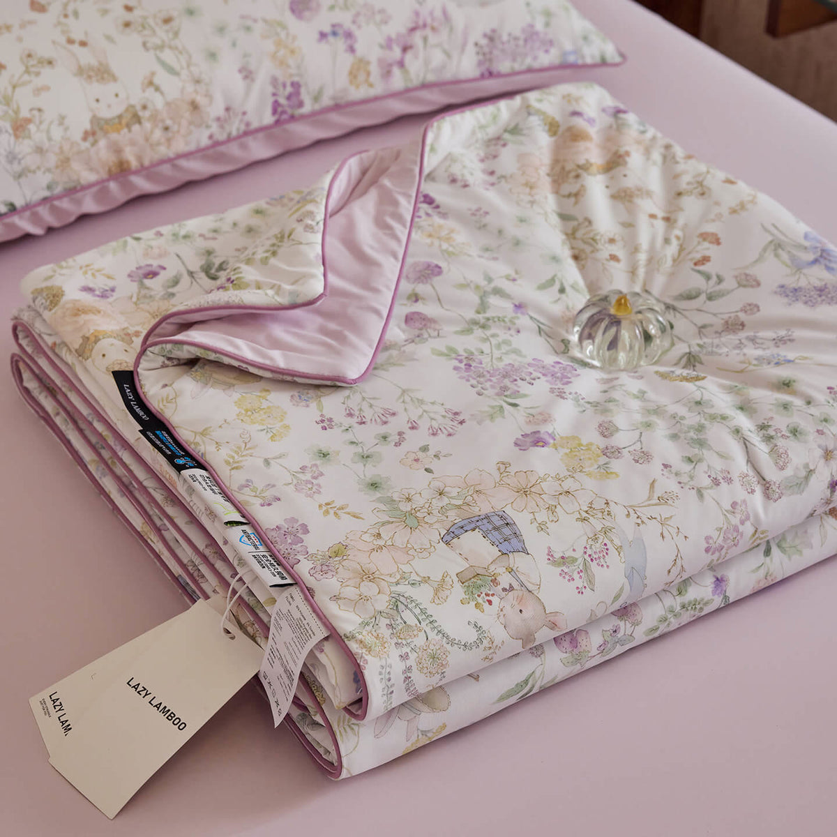 Willowmere Spring Meadow Bunny (Lilac Purple) Reversible Instant-Cooling Summer Quilt - image 8