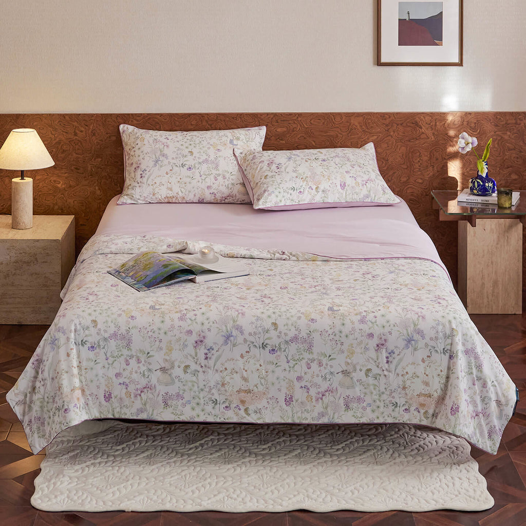 Willowmere Spring Meadow Bunny (Lilac Purple) Reversible Instant-Cooling Summer Quilt - image 0