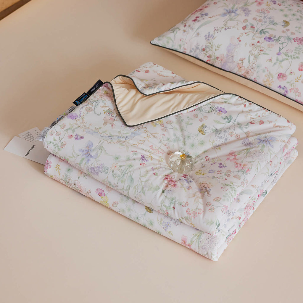 Willowmere Spring Meadow Bunny (Blush Pink) Reversible Instant-Cooling Summer Quilt - Spring Meadow Bunny (Blush Pink) - Full / Queen - image 1