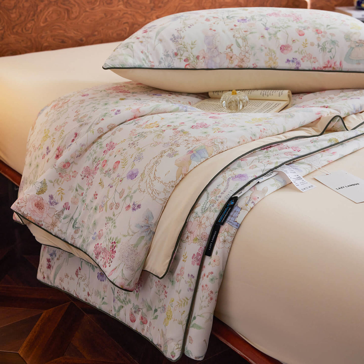 Willowmere Spring Meadow Bunny (Blush Pink) Reversible Instant-Cooling Summer Quilt - image 8