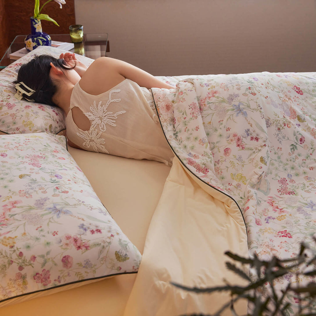 Willowmere Spring Meadow Bunny (Blush Pink) Reversible Instant-Cooling Summer Quilt - image 4