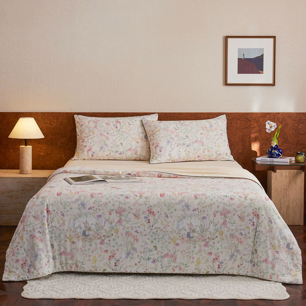Willowmere Spring Meadow Bunny (Blush Pink) Reversible Instant-Cooling Summer Quilt - image 0