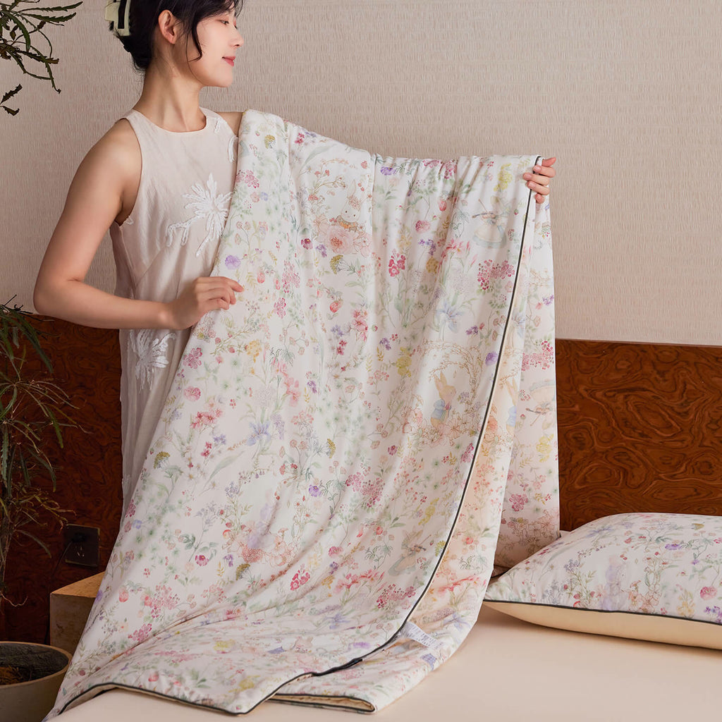 Willowmere Spring Meadow Bunny (Blush Pink) Reversible Instant-Cooling Summer Quilt - image 6