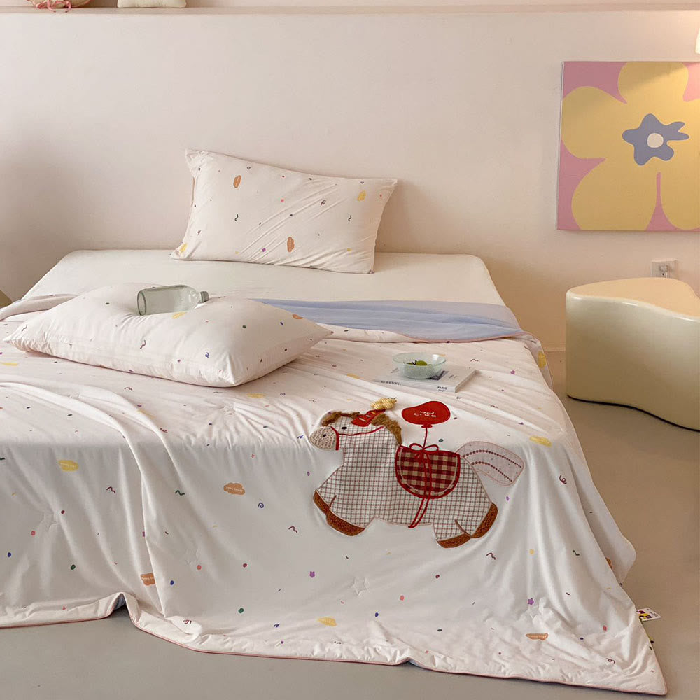 Willowmere Lucky Pony Applique Embroidery Instant-Cooling Summer Quilt - image 2