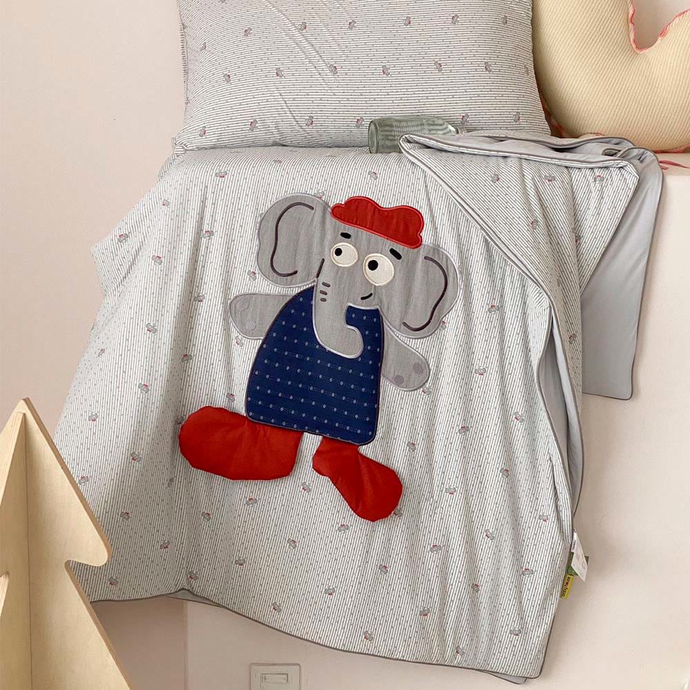 Willowmere Red-Cap Elephant Applique Embroidery Instant-Cooling Summer Quilt - image 5