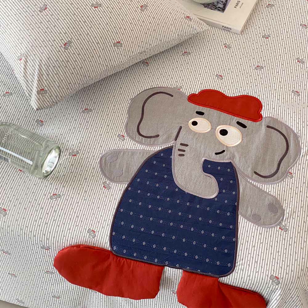 Willowmere Red-Cap Elephant Applique Embroidery Instant-Cooling Summer Quilt - image 3