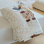 Willowmere Cocoa Cookie Pocket Star Candy Applique Cotton Double Gauze Comforter - Cocoa Cookie - Full / Queen - Heavyweight - image 1