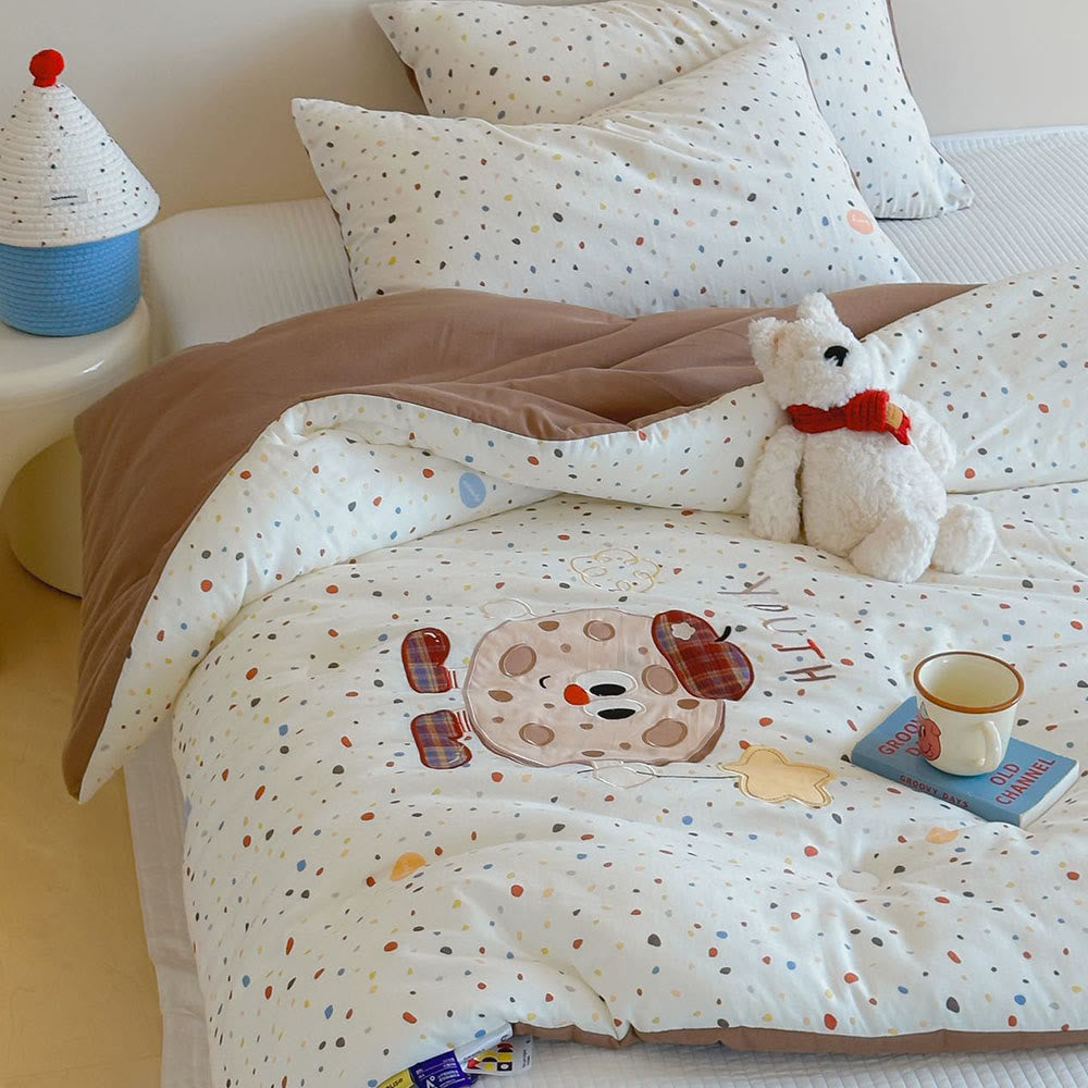 Willowmere Cocoa Cookie Pocket Star Candy Applique Cotton Double Gauze Comforter - image 2