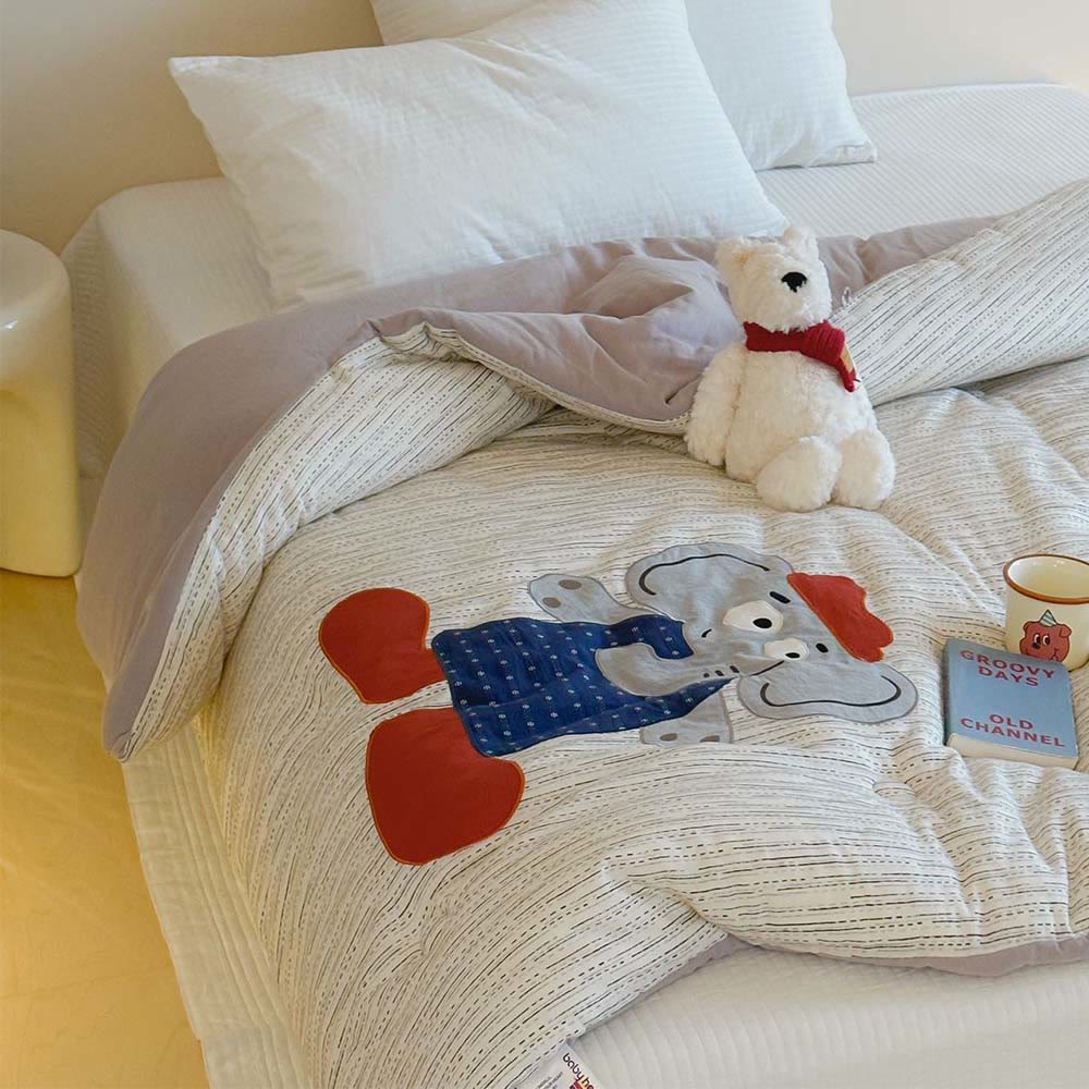 Willowmere Charming Cap Elephant Pocket Applique Cotton Double Gauze Comforter - Charming Cap Elephant - Full / Queen - Heavyweight - image 1