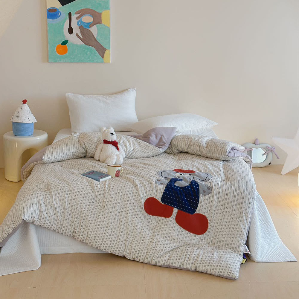 Willowmere Charming Cap Elephant Pocket Applique Cotton Double Gauze Comforter - image 0