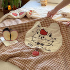 Willowmere Tata Kitten Cotton Linen Applique Hand-Stitched Quilt - image 4