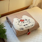 Willowmere Tata Kitten Cotton Linen Applique Hand-Stitched Quilt - Tata Kitten - Full / Queen - image 1