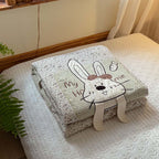 Willowmere Domi Bunny Cotton Linen Applique Hand-Stitched Quilt - Domi Bunny - Full / Queen - image 1