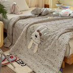 Willowmere Domi Bunny Cotton Linen Applique Hand-Stitched Quilt - image 2