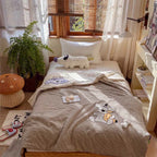 Willowmere Curly Pup Cotton Linen Applique Hand-Stitched Quilt - image 0