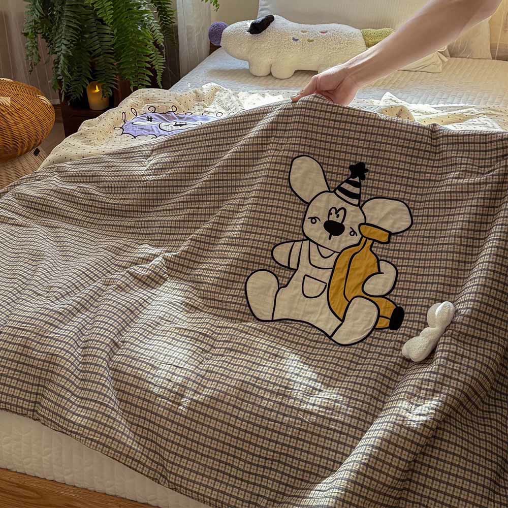 Willowmere Curly Pup Cotton Linen Applique Hand-Stitched Quilt - image 4