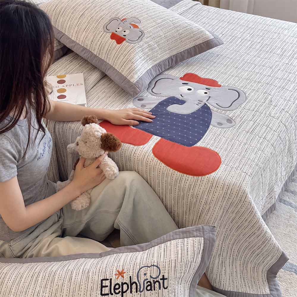 Willowmere Cap Elephant Washed Cotton Double Gauze Coverlet 3-Piece Set - image 5