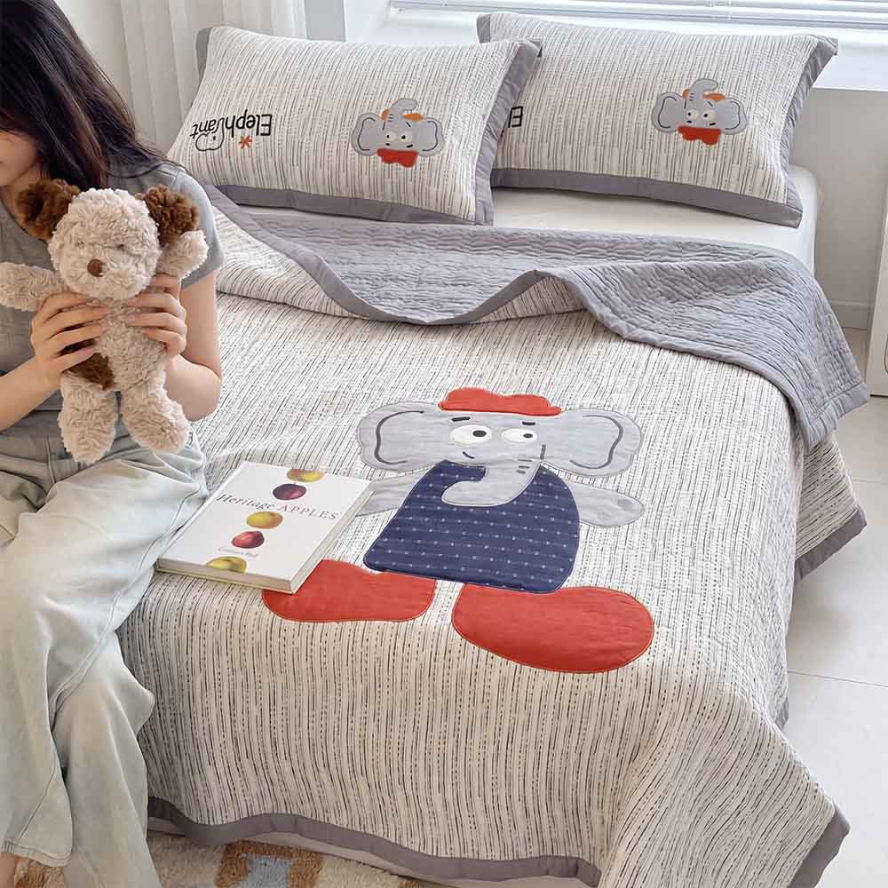 Willowmere Cap Elephant Washed Cotton Double Gauze Coverlet 3-Piece Set - image 7