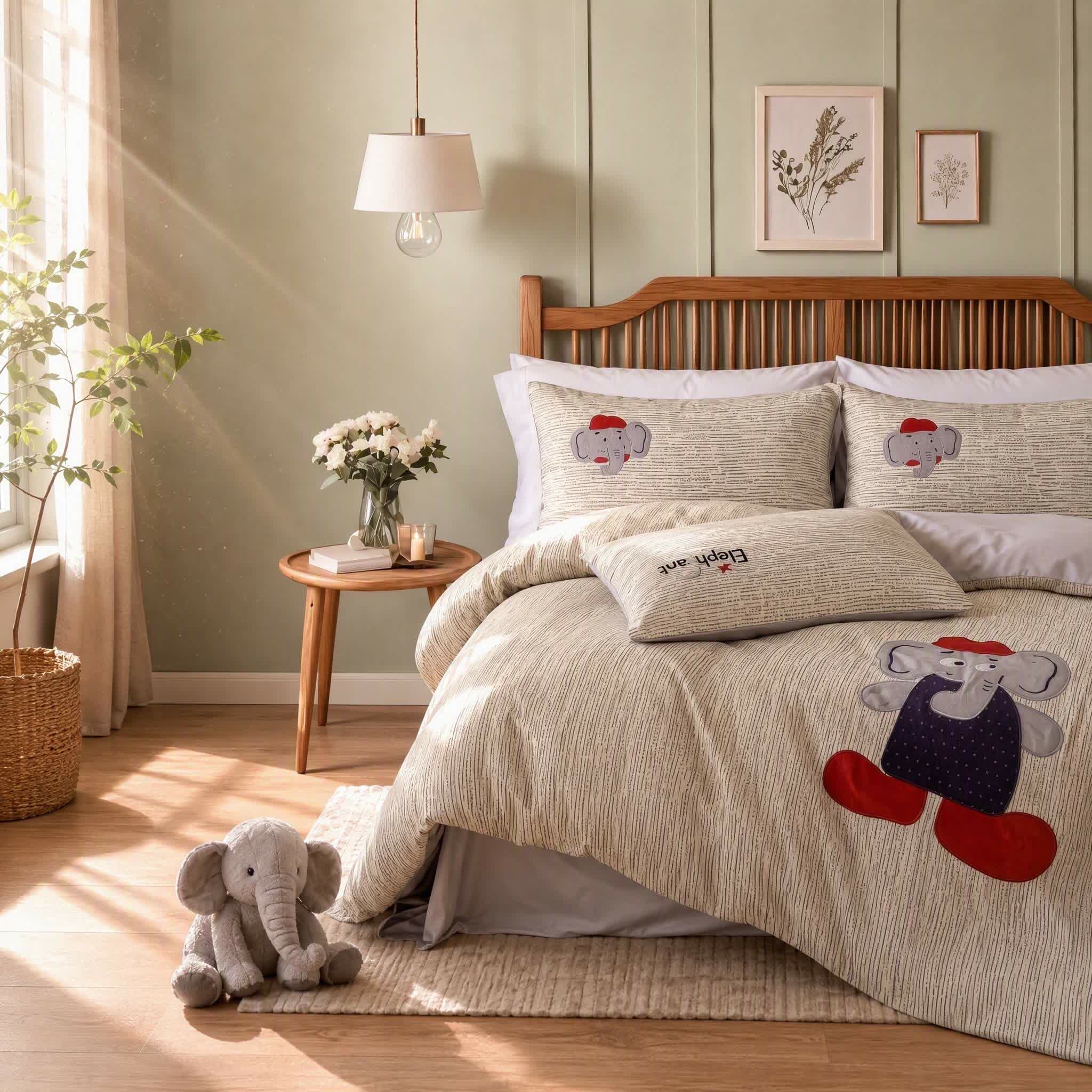 Willowmere Cap Elephant 100% Muslin Gauze Cotton 4 Pieces Bedding Set - image 2