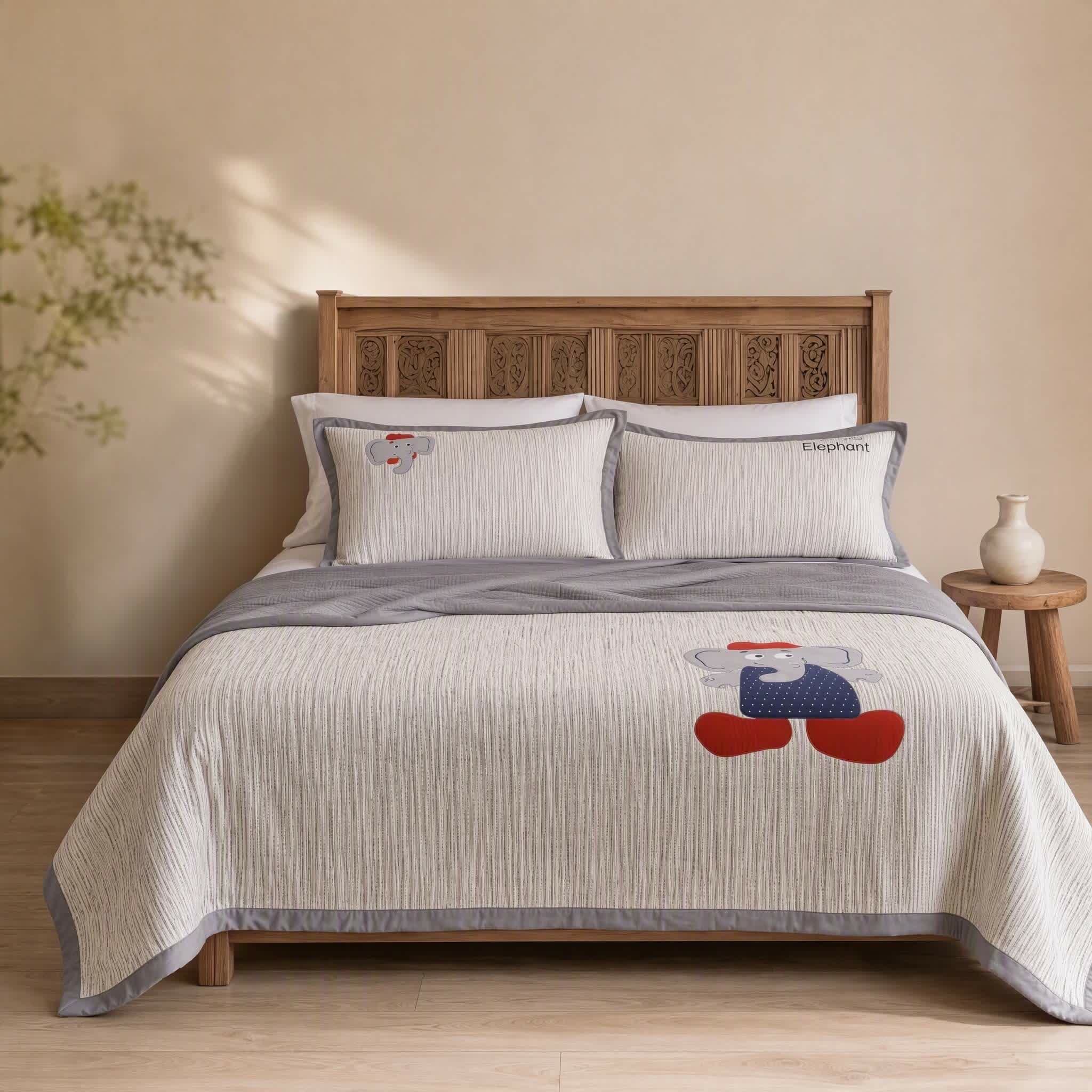 Willowmere Cap Elephant Washed Cotton Double Gauze Coverlet 3-Piece Set - Cap Elephant - Queen - image 2
